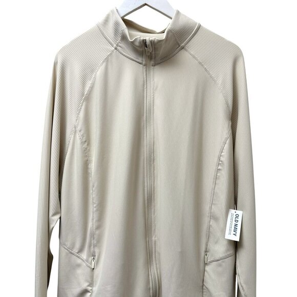 Old Navy Active Jacket Plus Size 3X Cream Ribbed Knit Sportswear Zip Front NWT - Picture 8 of 11